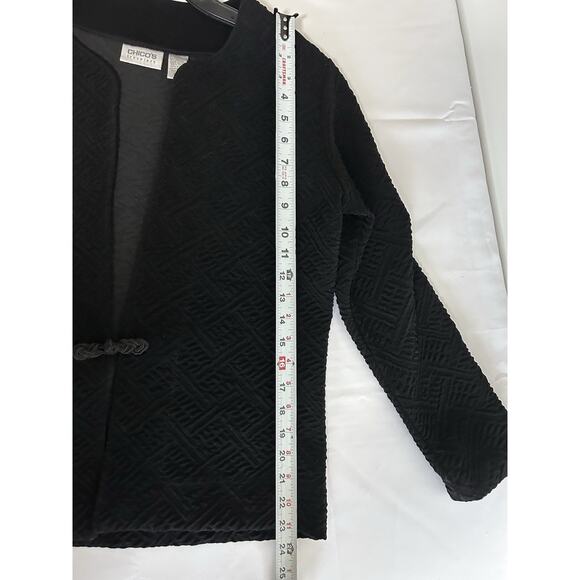 Chicos Travelers Collection Textured Jacquard Quilted Jacket size 1 Black - Picture 8 of 9